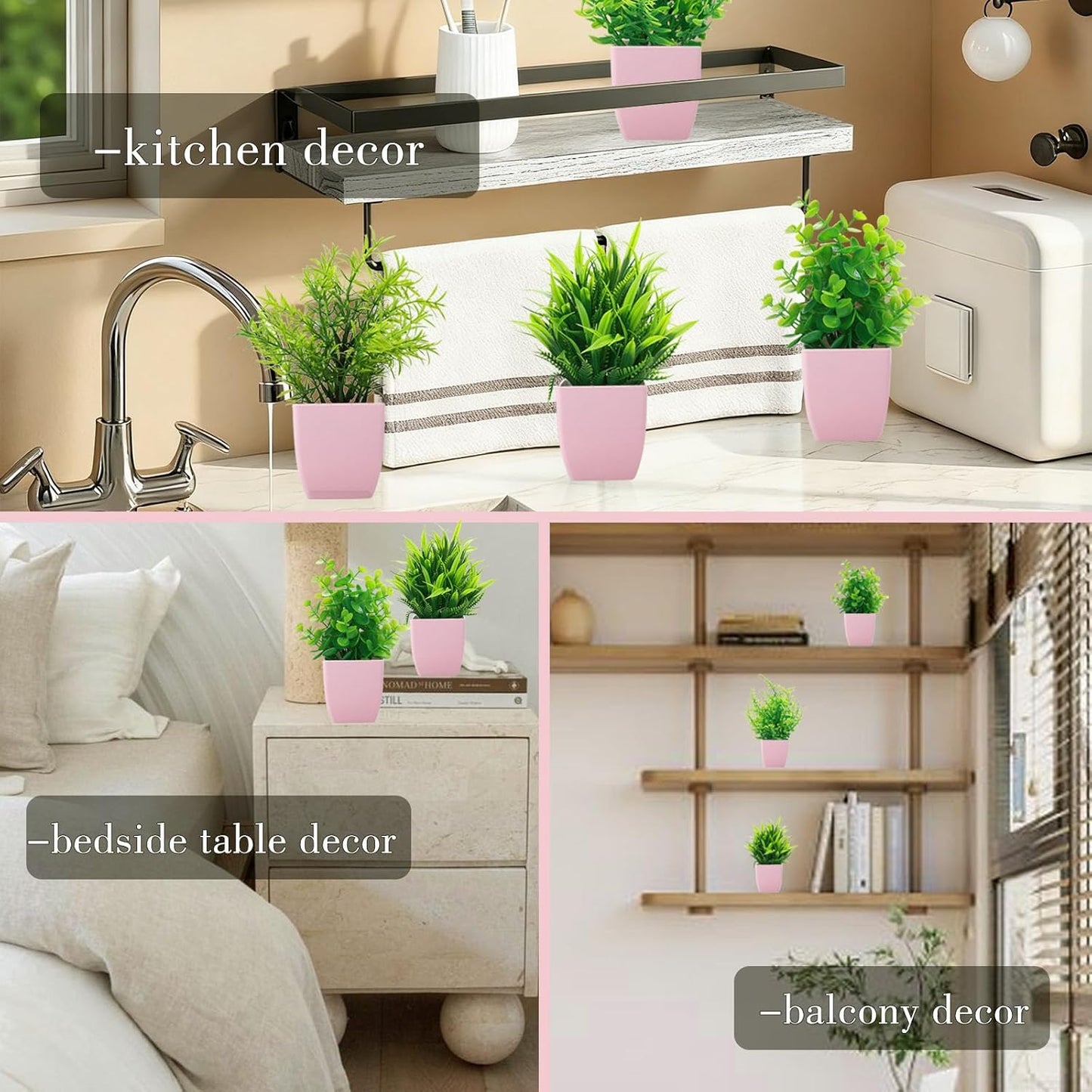 GREENTIME 4 Pack Fake Plants in Black Pot Mini Artificial Eucalyptus Potted Plant Small Faux Grass Greenery Potted for Indoor Home Office Farmhouse Bathroom Table Decoration