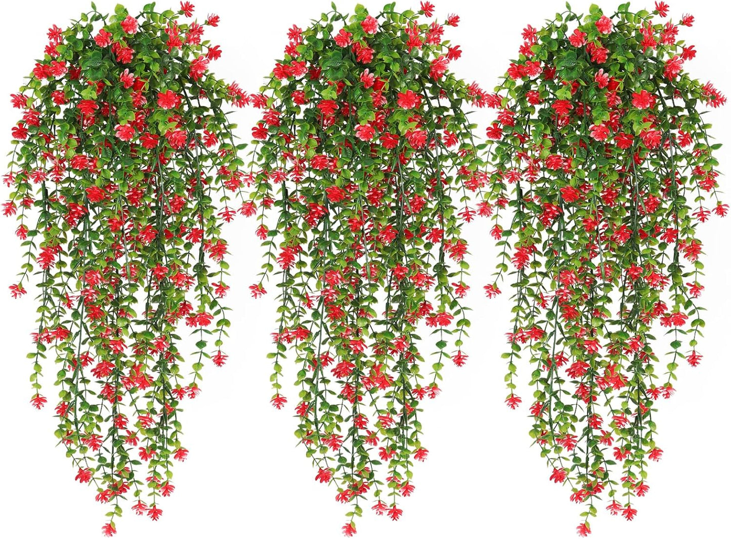 RECUTMS Artificial Hanging Plants Fake Hanging Plant Faux Eucalyptus Leaf Greenery Vine Outdoor UV Resistant Plastic Plants Home Garden Wedding Party Indoor Outdoor Decorations(White)
