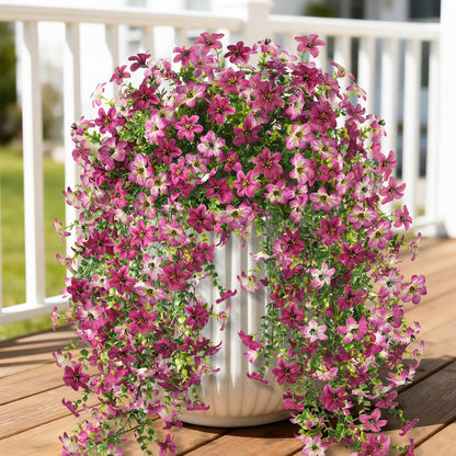 INQCMY Artificial Fake Hanging Flowers Plants for Outdoor Summer Decoration,2 PCS Faux Silk Daisy with Eucalyptus Leaves,UV Resistant Look Real for Outside Home Planter Porch Patio Balcony Yard Decor