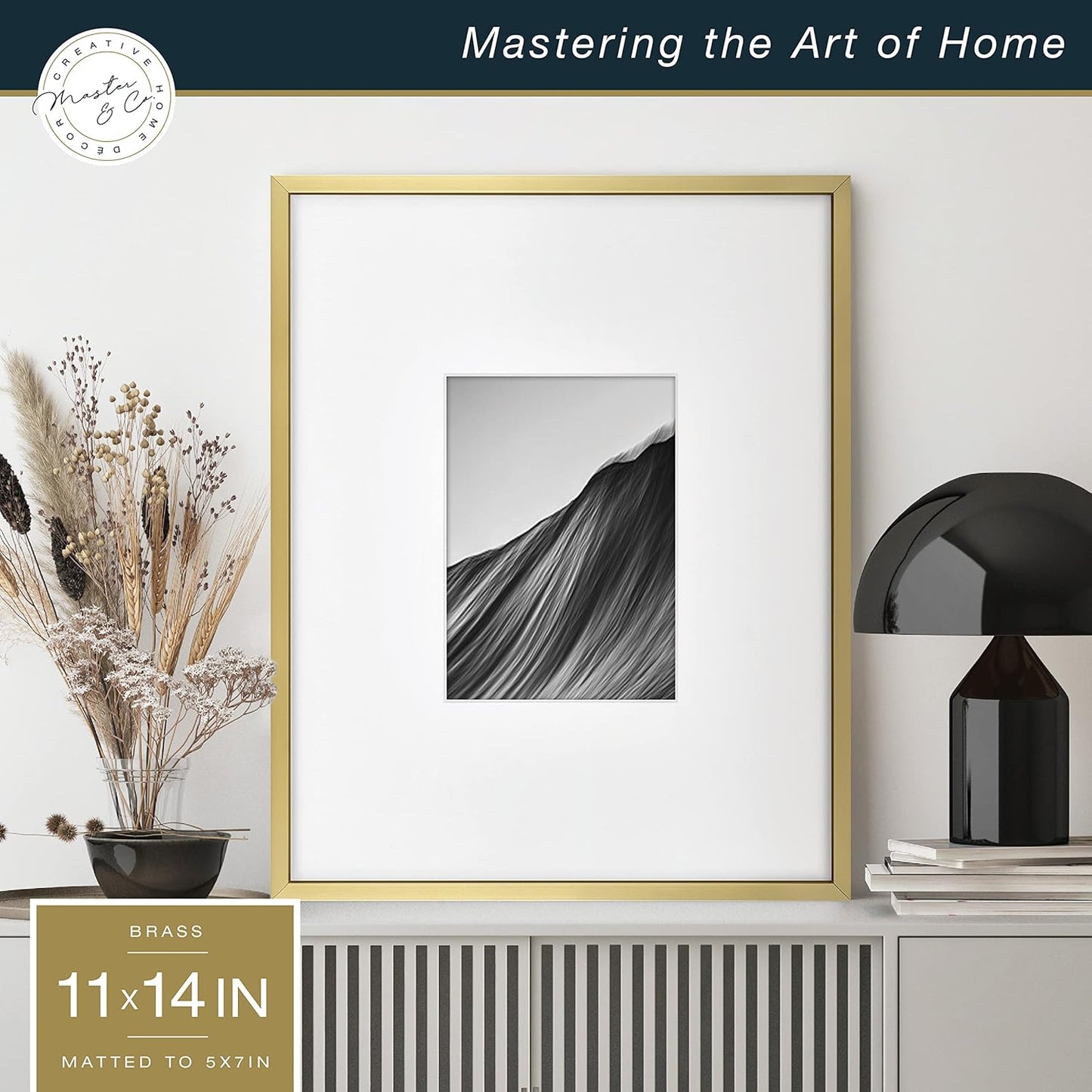 MCS Master & Co. Foundry Metal 18x18 Matted Picture Frame with 8x8 Photo Display, Black Vertical & Horizontal Wall Hanging Frame for Photos & Artwork (1-Pack)