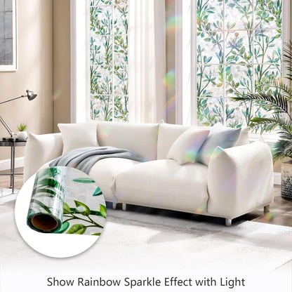 LEMON CLOUD Window Film, Decorative Window Privacy Film, 3D Stained Glass Window Sticker,Anti-UV Sun Blocker Heat Control for Home(Rainbow Tulip Design,17.5 x 78.7 inches)