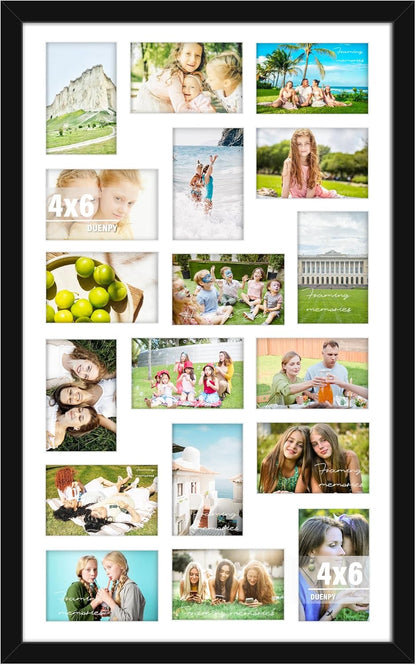 DUENPY 14x26 Collage Picture Frame 4x6 Collage Picture Frame Displays Twelve 4x6 inch Photos Available Horizontal Wall Mounting Display and Vertical Black - Colors B