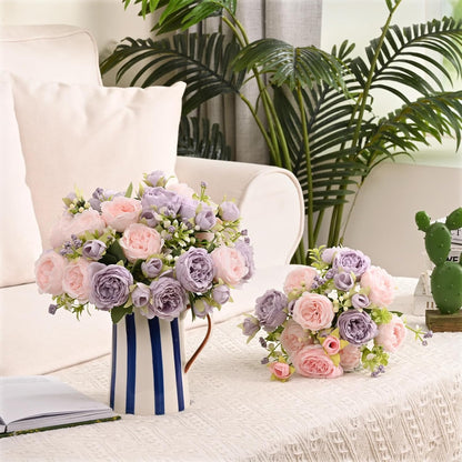 MARTINE MALL 2 Packs Peonies Artificial Flowers, Light Pink Artificial Peonies, Silk Peonies Flowers Fake Peonies Artificial Flowers Peonies Bouquet for Centerpiece Table Wedding Party Home Decor