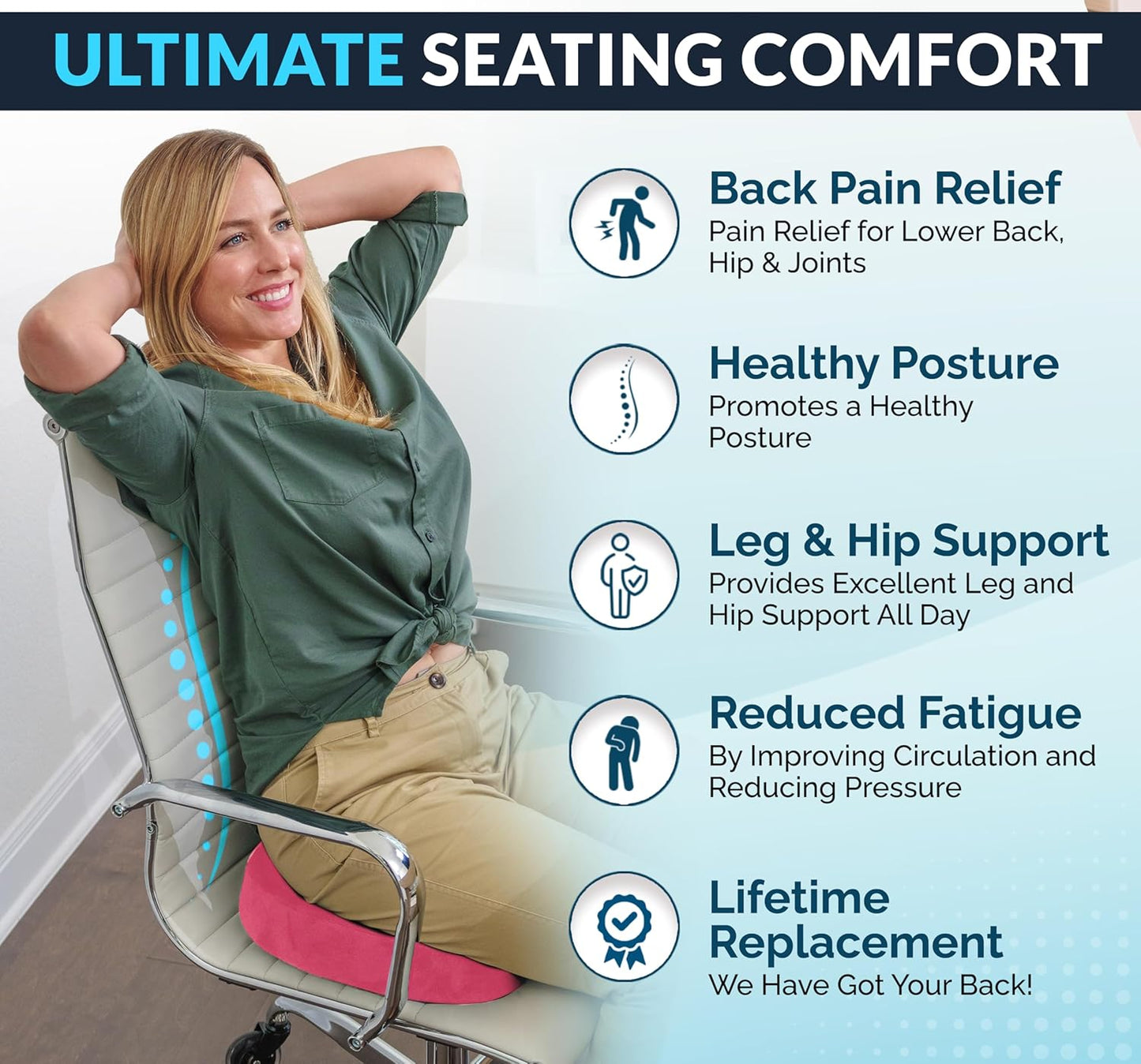ComfiLife Premium Gel & Memory Foam Seat Cushion – Doctor Recommended Office Chair Cushion, Car Seat Cushion – Chair Cushions for Back & Sciatica Pain Relief – Seat Cushions for Office & Desk (Black)