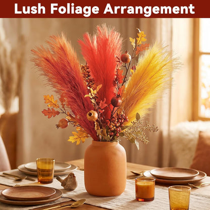 30pcs Pampas Grass Decor,21" Artificial Pompous Grass Bulk,Small Vase Filler Pompas Grass for Home Wedding Living Room Wall Party Decoration (Beige,Light Brown, 21 Inch 30 Pcs)