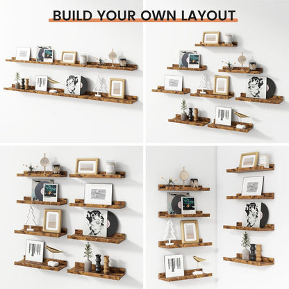 FLYJOE Floating Picture Ledge Shelves for Wall Set of 4, 48 Inch Wall Shelves with Lip Long Large Nursery Book Shelf for Toys Storage Kids Bookshelf Wall Mounted Living Room Bedroom Decor Frames