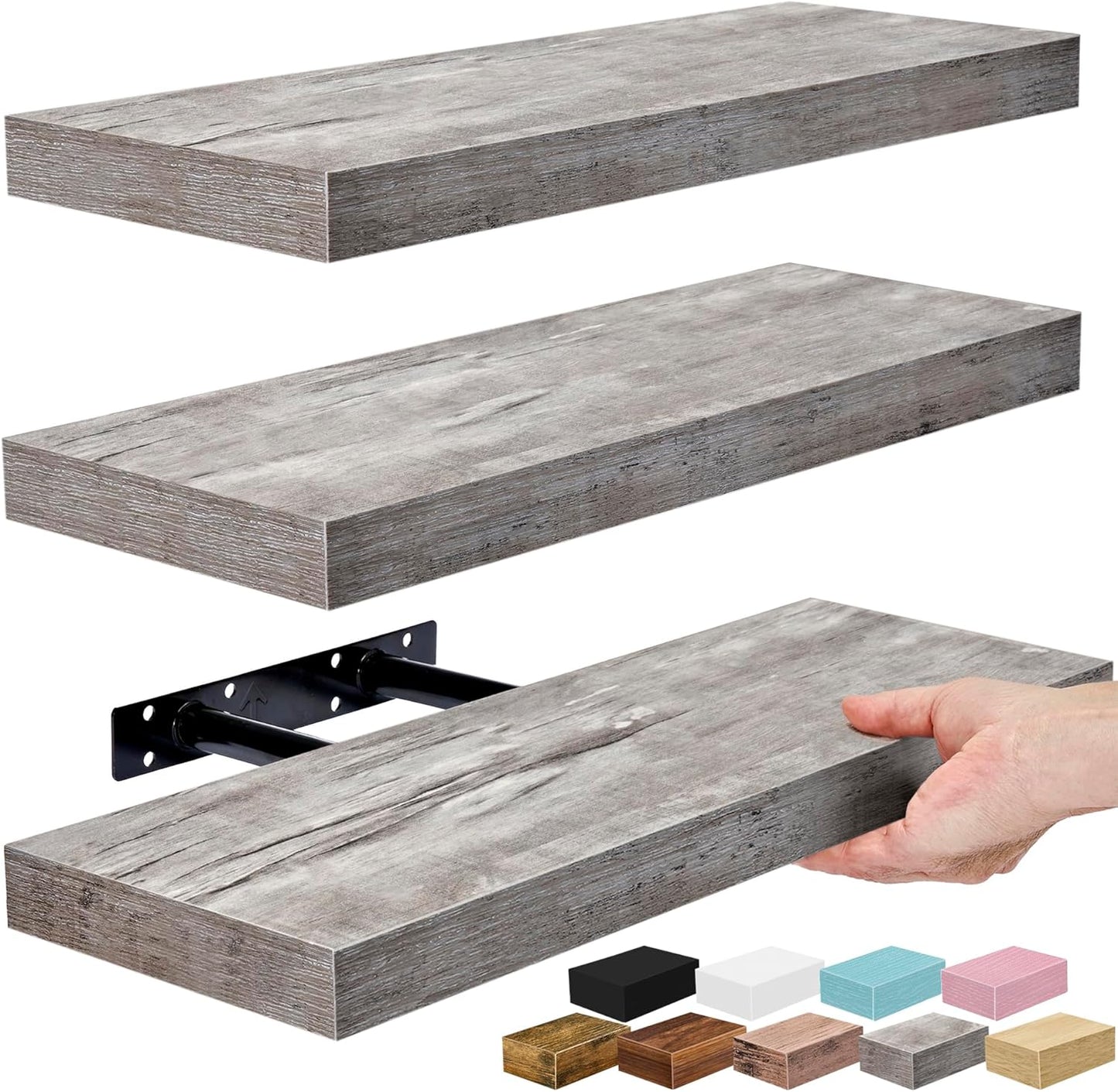 Sorbus Floating Shelves for Wall – 16 Inch Floating Shelf for Kitchen, Bedroom, Living Room, Bathroom, Home & Wall Decor - Mounted Bathroom Shelves with Invisible Brackets (Maple Wood, 2 Pack)