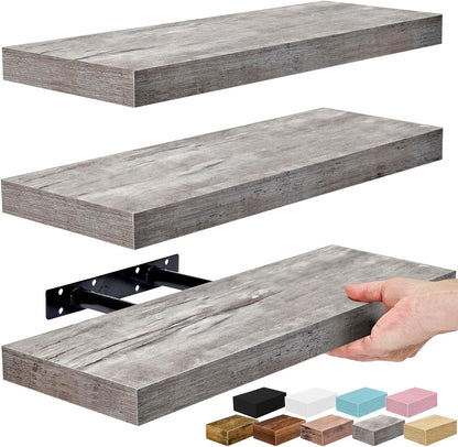 Sorbus Floating Shelves for Wall – 16 Inch Floating Shelf for Kitchen, Bedroom, Living Room, Bathroom, Home & Wall Decor - Mounted Bathroom Shelves with Invisible Brackets (Maple Wood, 2 Pack)