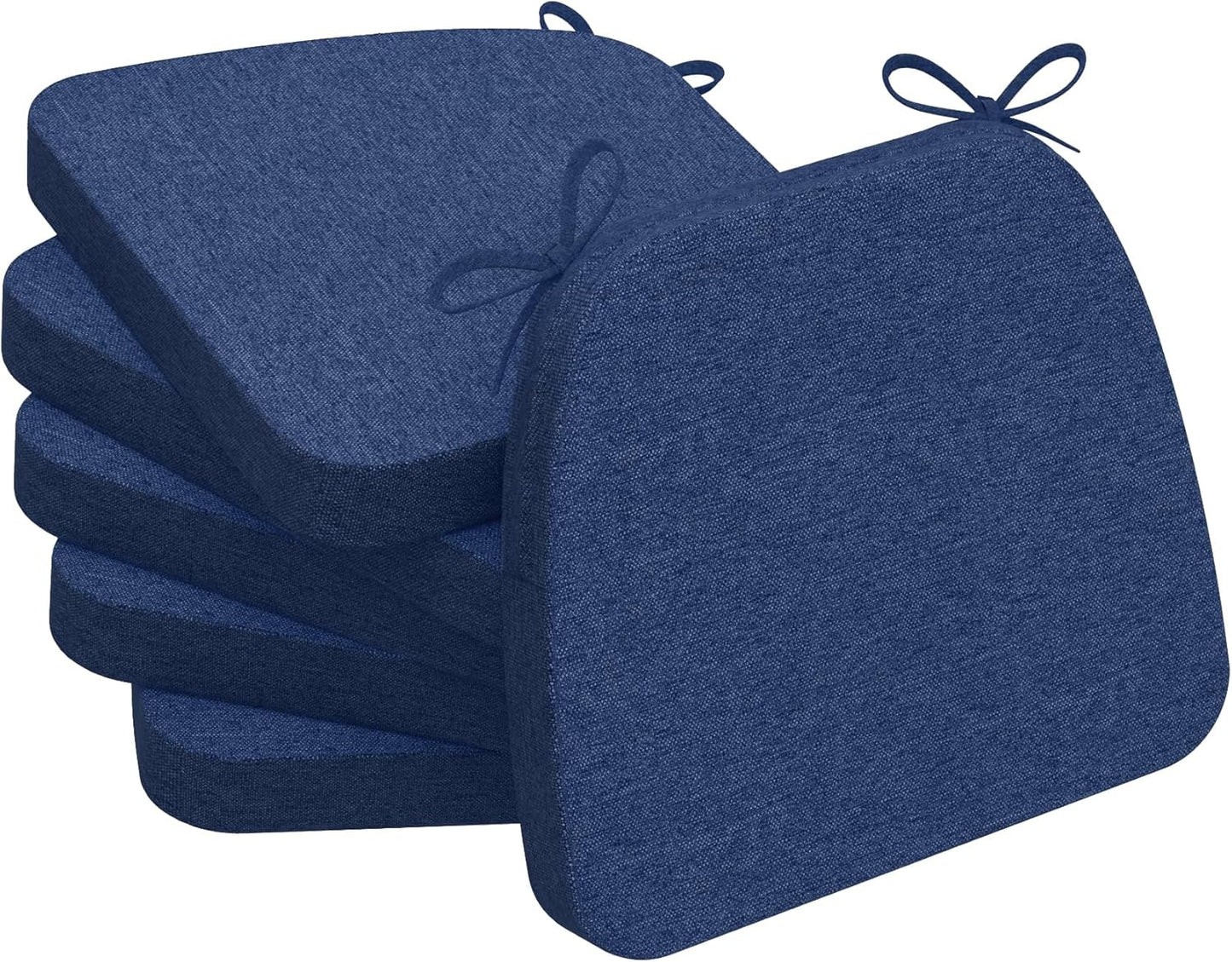 AAAAAcessories D-Shaped Chair Cushions, 2" Thick Dining Chair Pads with Ties and Removable, Machine-Washable Cover, 17" x 16", Set of 4, Oatmeal Beige - Colors B