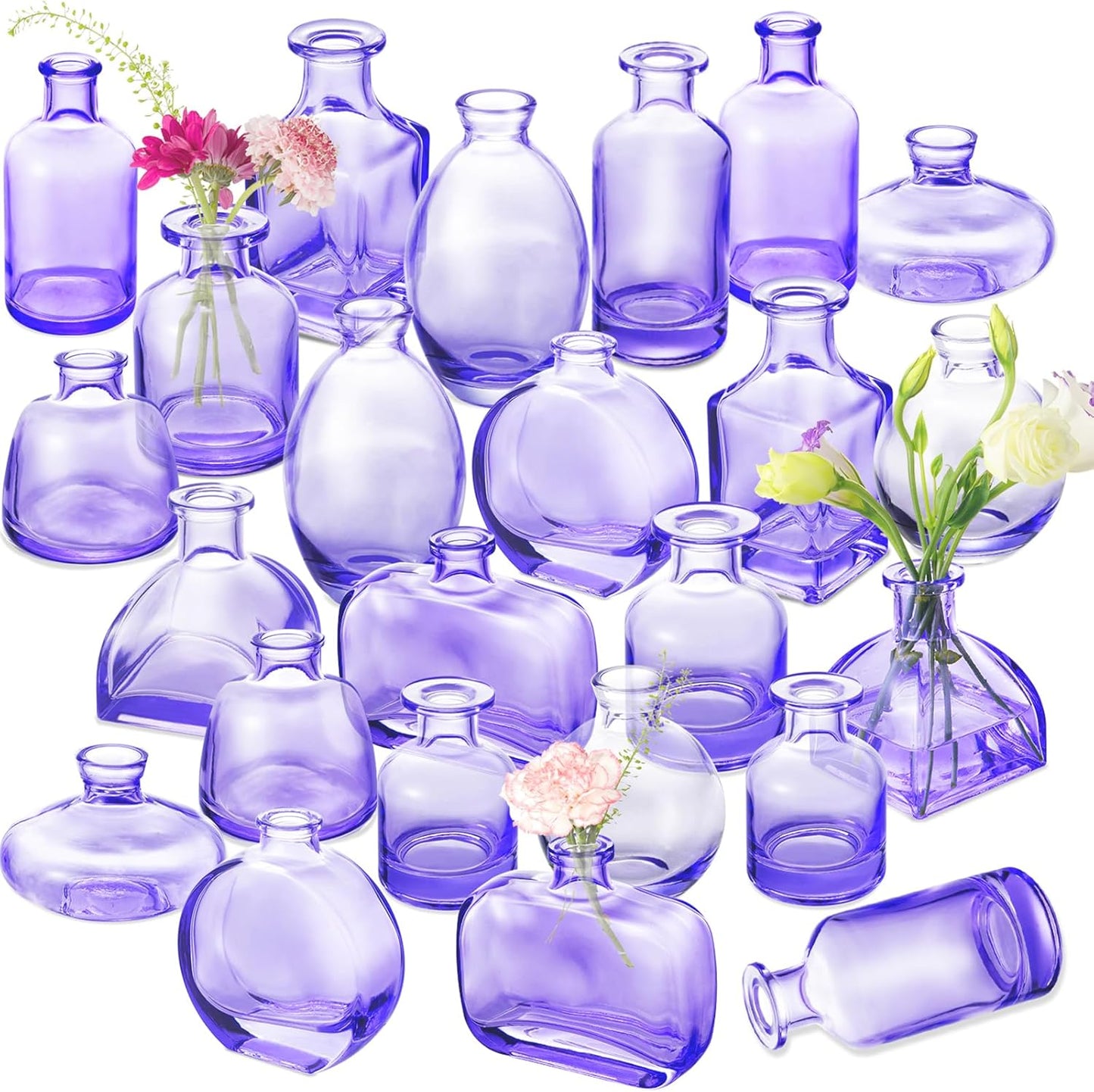 Bud Vases Set of 12, Clear Glass Bud Vase in Bulk, Small Vases for Centerpiece Mini Modern Flower Vase Transparent, Wedding Party Table Home Decor