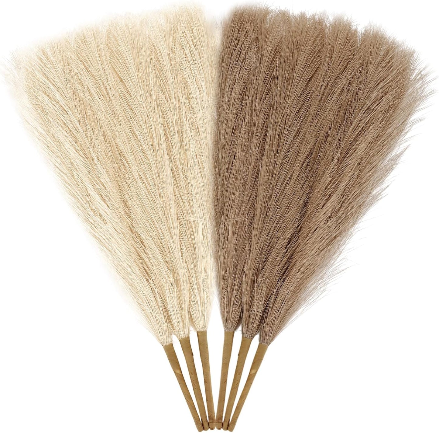 30pcs Pampas Grass Decor,21" Artificial Pompous Grass Bulk,Small Vase Filler Pompas Grass for Home Wedding Living Room Wall Party Decoration (Beige,Light Brown, 21 Inch 30 Pcs)