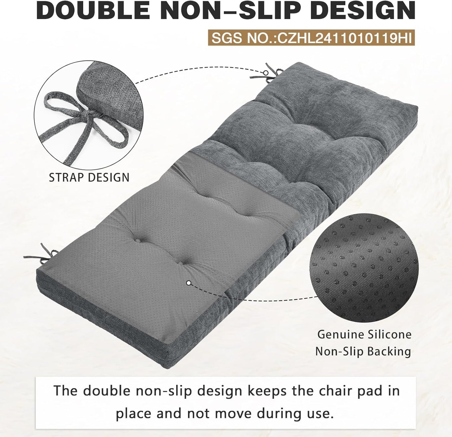 baibu 36 Inch Memory Foam Bench Cushion, Dual-Layer Patent Design Non-Slip Indoor Bench Cushion with Ties, 36x15x3Inch, Beige