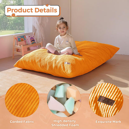 MAXYOYO 3 in 1 Kids Bean Bag Chair Couch, Convertible Chair Folds from Bean Bag to Lounger, Child Floor Sofa for Gaming, Reading, Floor Mattress with High-Density Foam Filling