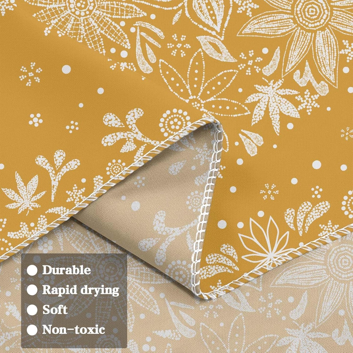 Neasow Bohemian Tapestry Wall Hanging, Beige White Floral Tapestry with Dotted Daisy Medallion Print Bedroom Boho Hippie Home Decor, 36×48 inches