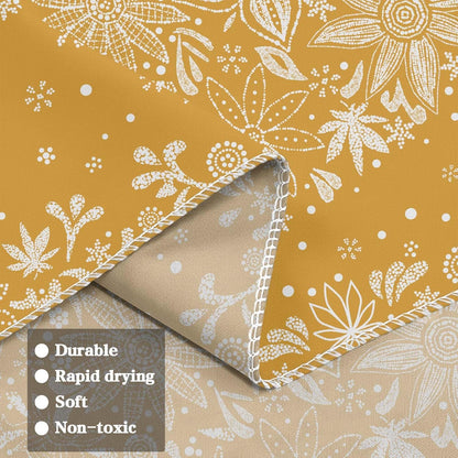 Neasow Bohemian Tapestry Wall Hanging, Beige White Floral Tapestry with Dotted Daisy Medallion Print Bedroom Boho Hippie Home Decor, 36×48 inches