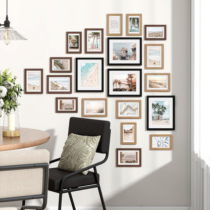 Venusmiles 20 Pack Picture Frames Collage Wall Decor, Gallery Frame Set for Wall Mounting or Tabletop Display, Multi Sizes Including 4pcs 8x10, 8pcs 5x7, 8pcs 4x6, Oak
