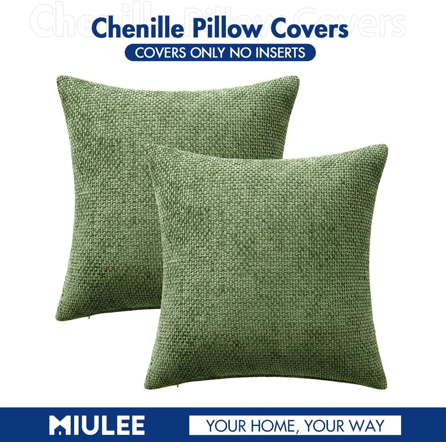MIULEE Pack of 2 Couch Throw Pillow Covers 18x18 Inch Neutral Beige Modern Boho Accent Decorative Pillow Covers Soft Chenille Farmhouse Cushion Covers for Home Decor Bed Sofa Living Room