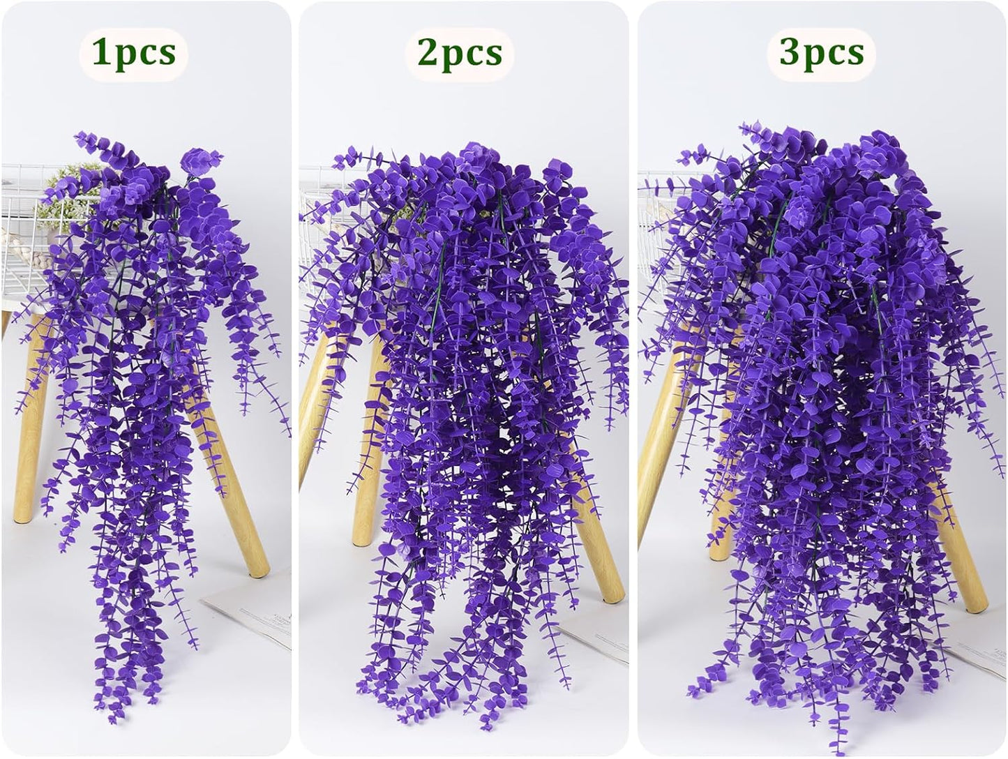 RECUTMS Artificial Hanging Plants Fake Hanging Plant Faux Eucalyptus Leaf Greenery Vine Outdoor UV Resistant Plastic Plants Home Garden Wedding Party Indoor Outdoor Decorations(White)