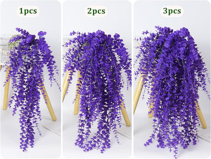 RECUTMS Artificial Hanging Plants Fake Hanging Plant Faux Eucalyptus Leaf Greenery Vine Outdoor UV Resistant Plastic Plants Home Garden Wedding Party Indoor Outdoor Decorations(White)