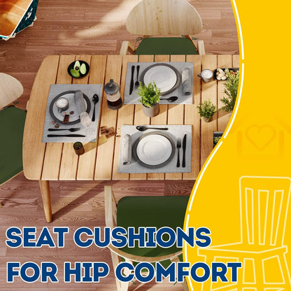 AAAAAcessories D-Shaped Chair Cushions, 2" Thick Dining Chair Pads with Ties and Removable, Machine-Washable Cover, 17" x 16", Set of 4, Oatmeal Beige - Colors B