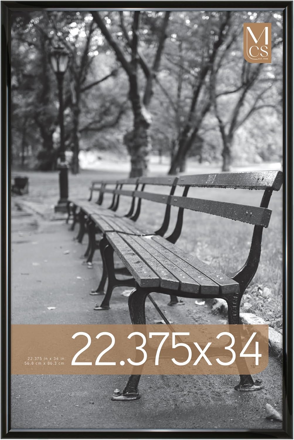 MCS Trendsetter 24x36 Poster Frame Black High-Gloss, Vertical & Horizontal Wall Hanging Large Picture Frame for Photos, Posters & Art Prints (1-Pack)