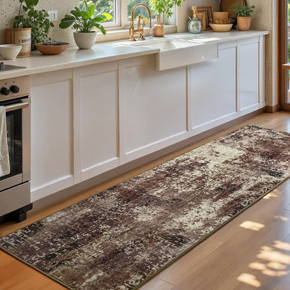 Ompaa 2x6 Rug Runners for Hallways Kitchen Runner Rug Non Slip Washable Grey Long Runner Rugs with Rubber Backing Soft Abstract Carpet Runner for Hallways, Kitchen, Bedroom, Bathroom, Entryway - Colors A