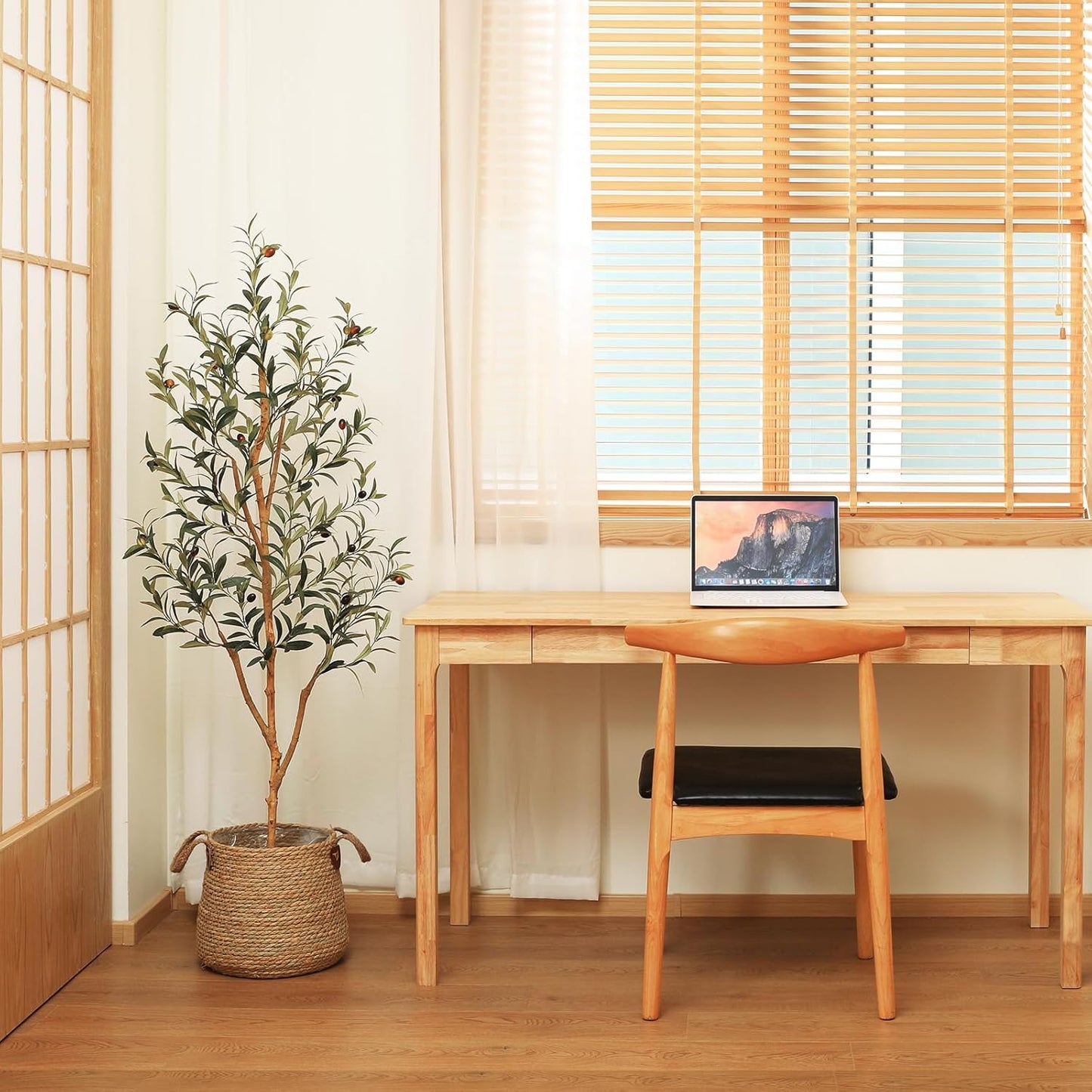 Kazeila Artificial Olive Tree 6FT Tall Faux Silk Plant for Home Office Decor Indoor Fake Potted Tree with Wood Branches and Fruits