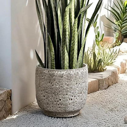 LuxenHome 15.75" Dia Large Ceramic Pots for Plants, Blue Glazed Planters for Outdoor Plants, Round Indoor Flower Pots with Drainage Hole and Rubber Plug for Home Garden Patio