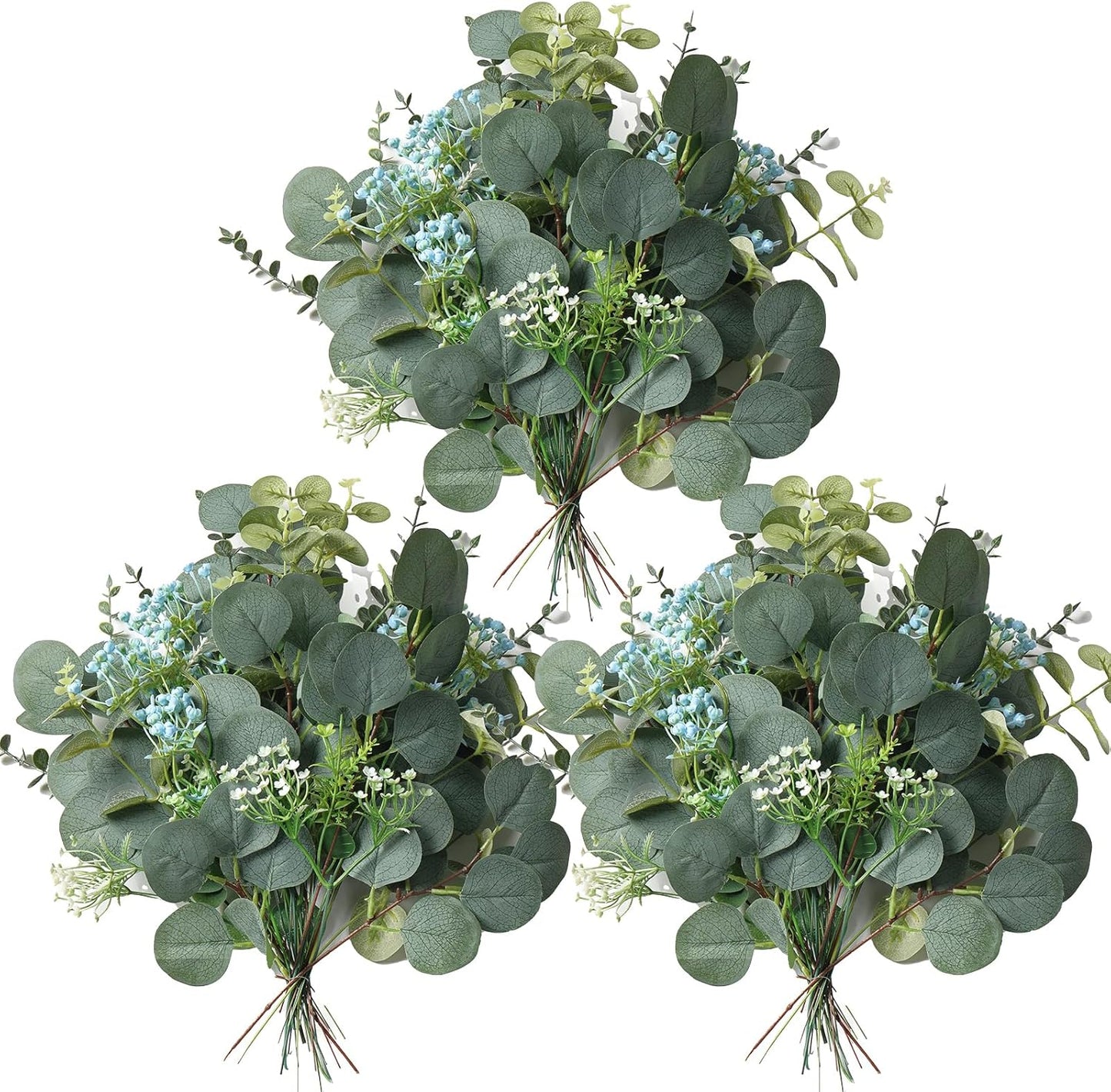 Fake Plants, 20Pcs Eucalyptus Stems Artificial Flowers, Fake Eucalyptus Leaves Stems, Plastic Grey Green Touch Leaf Branches for Home Office Flowers Bouquet Centerpiece Wedding Decoration
