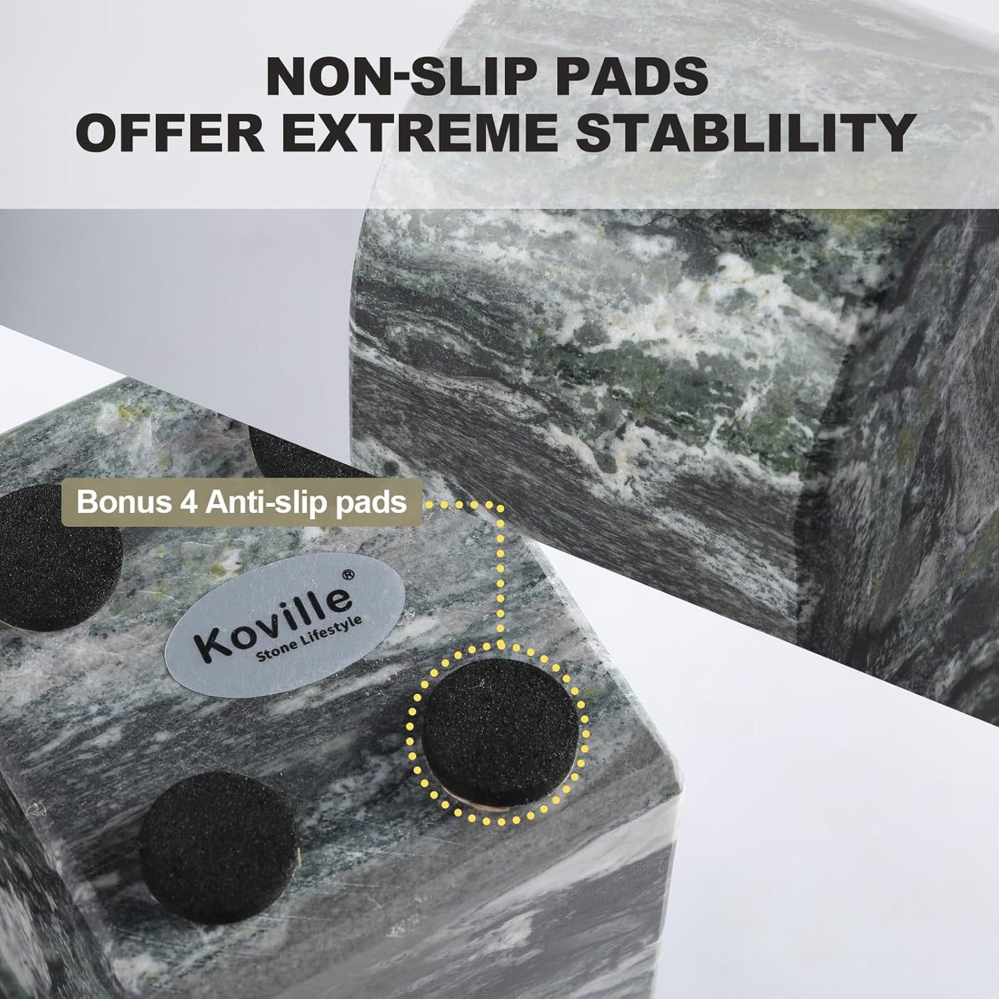 Koville African Natural Marble Bookends for Shelves, Non-Slip Book Ends, 13LBS Ultra Heavy Duty Marble Book Holder Organizer, Apartment Decor for Movies/CD/Video Games(Namib Fantasy)