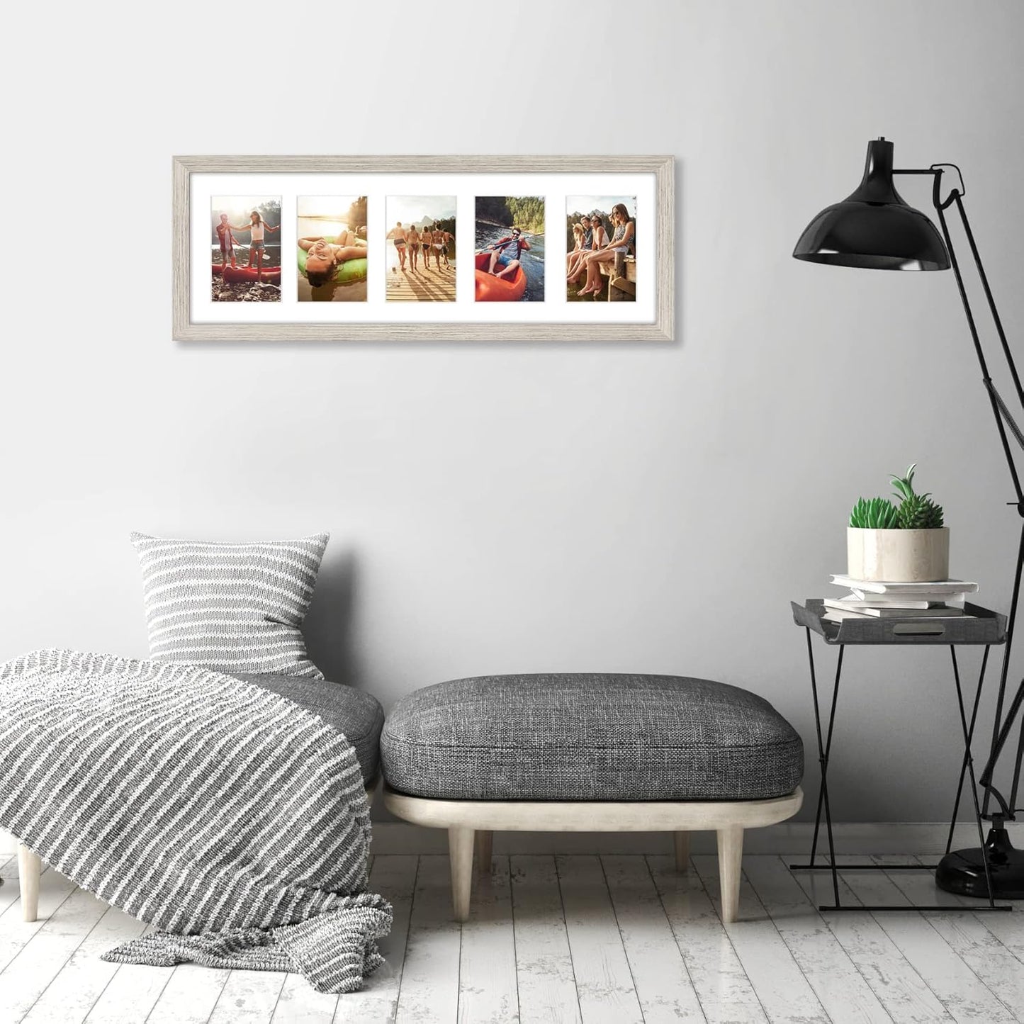 Americanflat 4x6 Collage Picture Frame with Shatter-Resistant Glass - Fits Five 4x6 Photos or Use as One 11x14 Picture Frame - Signature Collection - Collage Frames for Wall Display - Black