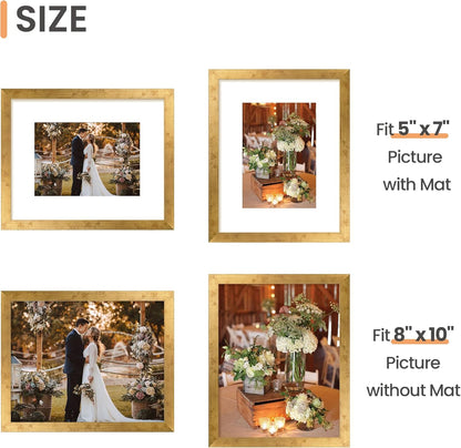 upsimples 8x10 Picture Frame, Display Pictures 5x7 with Mat or 8x10 Without Mat, Wall Hanging Photo Frame, Black, 1 Pack - Colors B