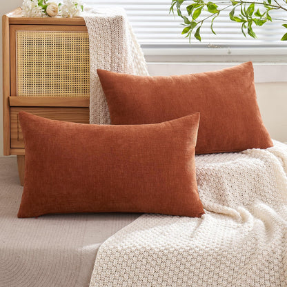 MIULEE Olive Green Couch Pillow Covers 18x18 Inch, Set of 2 Soft Chenille Decorative Square Throw Pillow Covers Farmhouse for Sofa Living Room Bed