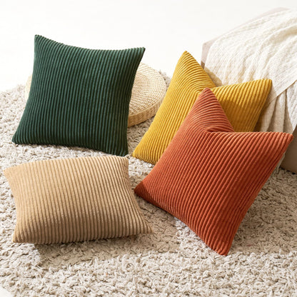 MIULEE Boho Farmhouse Sage Green Throw Pillow Covers 18x18 Inch Set of 4 Mordern Nordic Cushion Covers Soft Corduroy Spring Home Decor for Couch Bed Sofa Living Room Forest Green