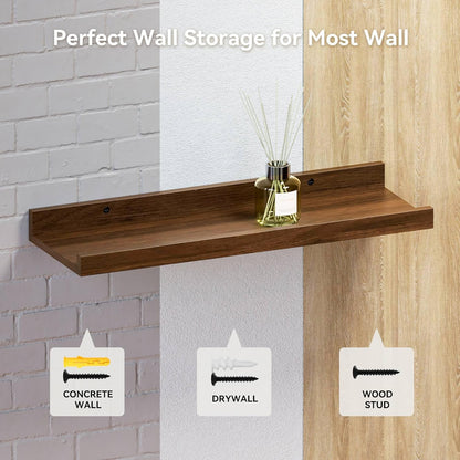 Boswillon Floating Shelves Wall Mounted Set of 2, Modern Black Wall Shelves for Storage with Lip, Display Picture Ledge Shelf for Wall Decor Bedroom Living Room Bathroom Kitchen