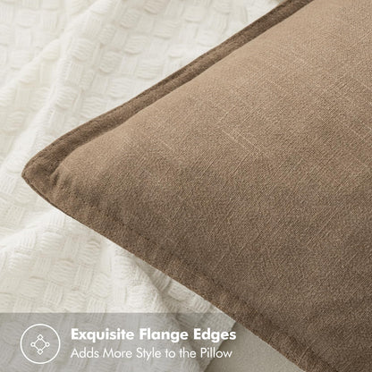 MIULEE Decorative Linen Euro Sham Pillow Covers 26x26 Cream White Boho Farmhouse Neutral Couch Throw Pillows for Bed Pack of 2 Accent Modern Pillowcase Sofa Livingroom Home Decor