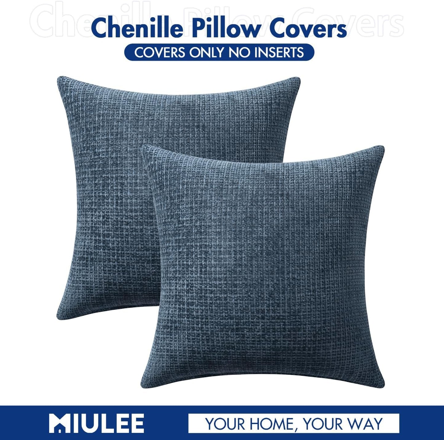 MIULEE Pack of 2 Couch Throw Pillow Covers 18x18 Inch Neutral Beige Modern Boho Accent Decorative Pillow Covers Soft Chenille Farmhouse Cushion Covers for Home Decor Bed Sofa Living Room