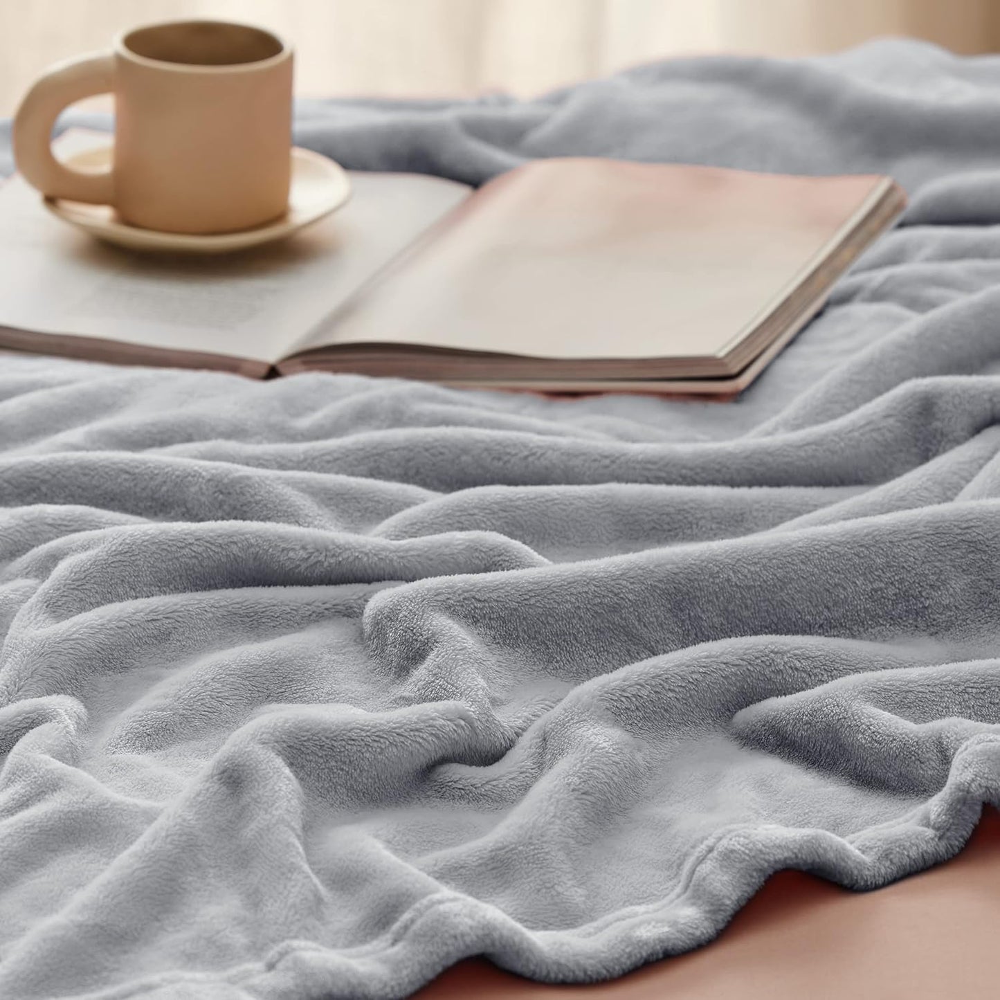 Bedsure GentleSoft Fleece Throw Blanket for Couch Grey - Lightweight Plush Fuzzy Cozy Soft Blankets and Throws for Sofa, Couch, Travel, Camping, 50x60 inches - Colors B
