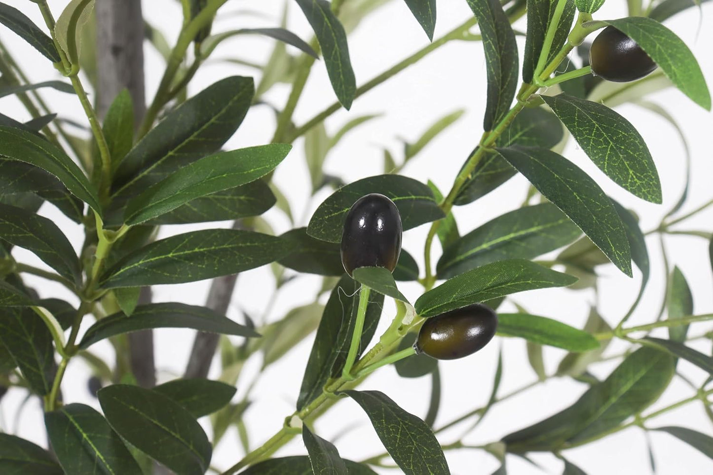 Artificial Olive Tree with White Pot,6FT high, Fake Tree containing 1440 Dense Leaves and 80 Highly Simulated Olive Fruits, Suitable for Home Office Living Room Floor Decoration