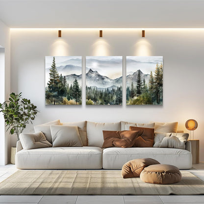 MHARTK66 Wall Art for Living Room Modern Wall Decor for Bedroom Office Decor Abstract Mountain Forest Landscapes Ink Painting 3 Piece Framed Canvas Art Prints Ready to Hang Wall Pictures Home Decor