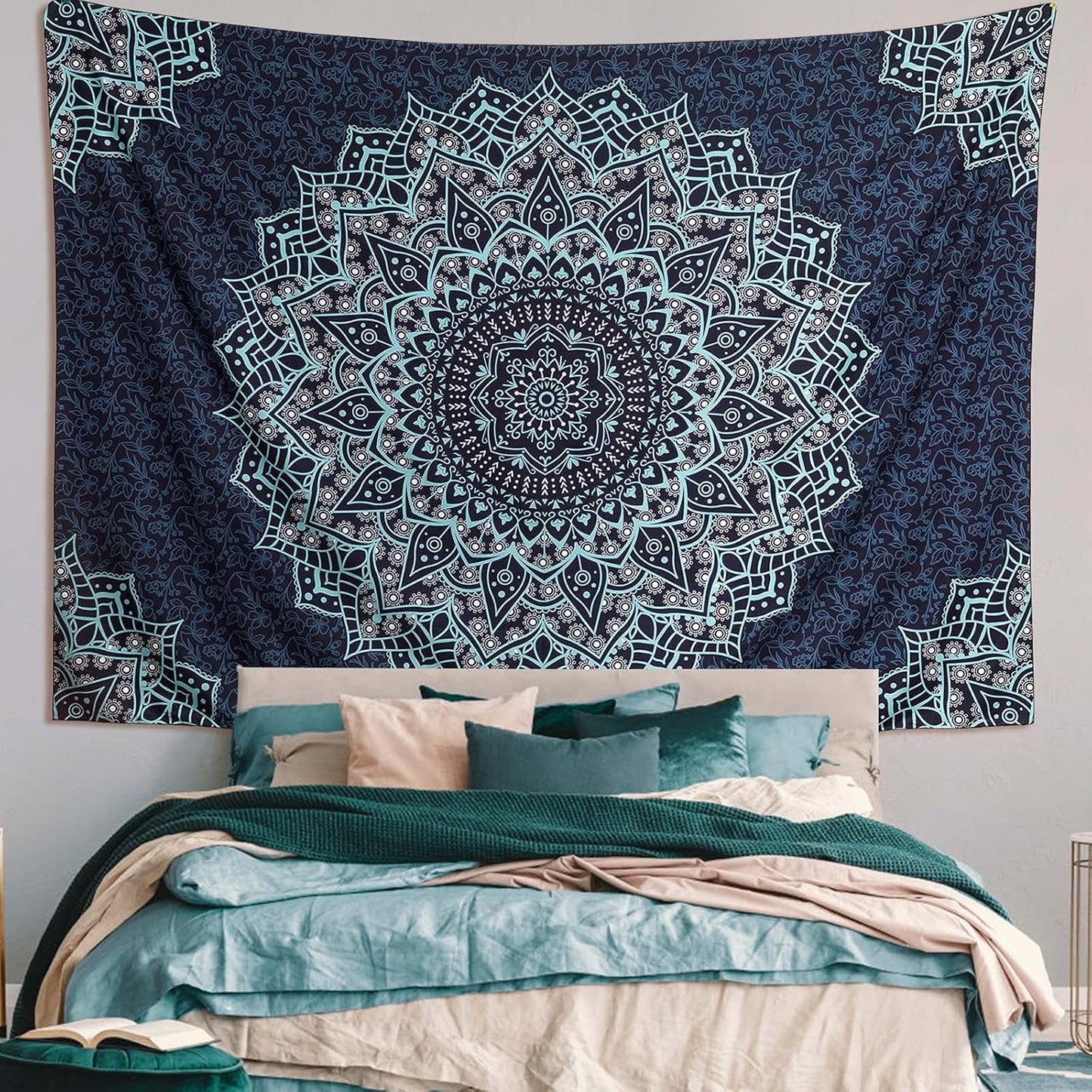 Black Mandala Tapestry Wall Hanging Psychedelic Wall Tapestry Aesthetic Indian Hippie Decor Bohemian Art Boho Home Decoration for Bedroom,Living Room,Dorm