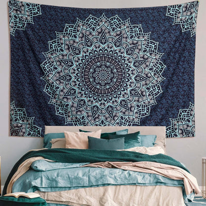 Black Mandala Tapestry Wall Hanging Psychedelic Wall Tapestry Aesthetic Indian Hippie Decor Bohemian Art Boho Home Decoration for Bedroom,Living Room,Dorm
