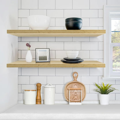 Sorbus Floating Shelves for Wall - 48 Inch Long Bathroom Shelves, Wall Decor for Bedroom, Kitchen, Living Room & Book Storage - Mounted Floating Shelf with Invisible Brackets (Maple Wood, 2 Pack)
