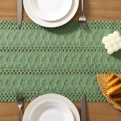 Socomi Boho Table Runner Summer Farmhouse Rustic Dining Kitchen Centerpiece Decor Small Macrame Woven Cotton Linen Coffee Table Runner for Dresser Scarf Home Decor 12x36 inch Beige