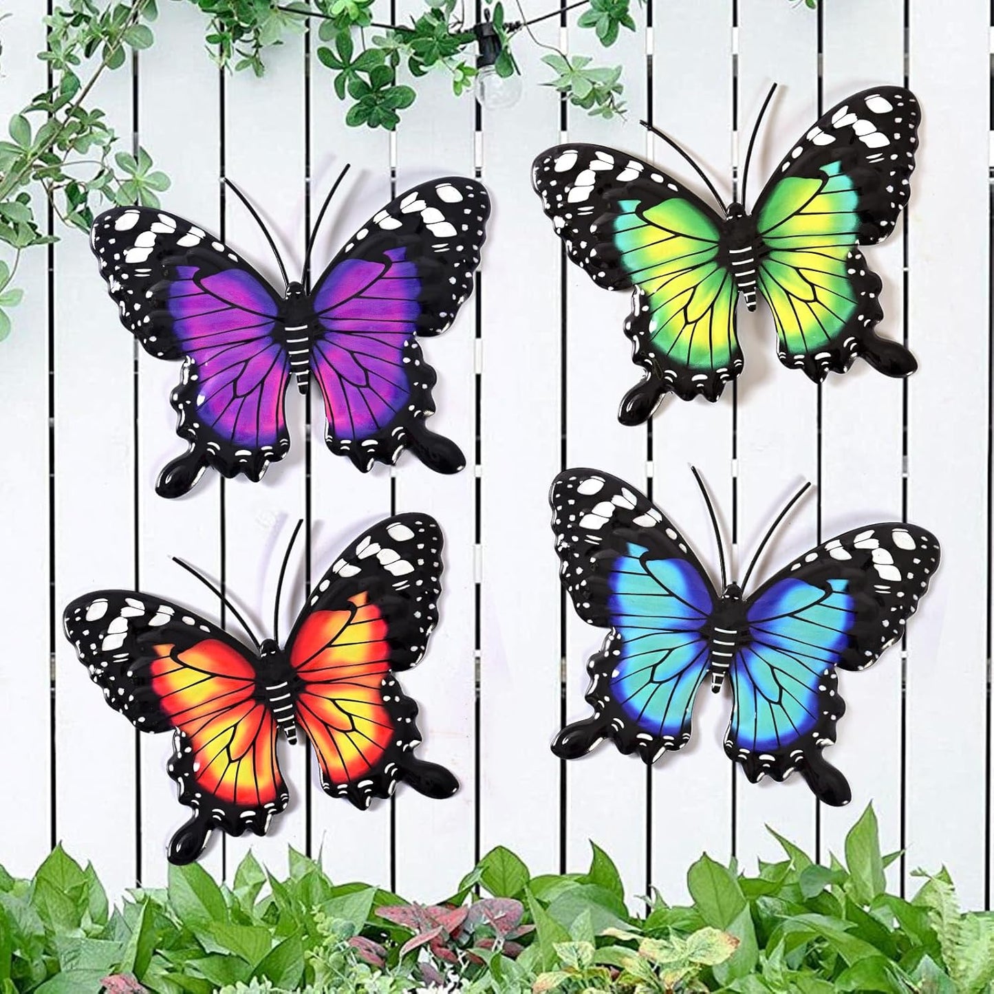 Yungeln Metal Wall Art, 4PCS Metal Bumble Bee Wall Decor, 3D Iron Bee Art Sculpture Hanging Wall Decorations for Outdoor Home Garden