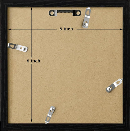 eletecpro 12x12 Picture Frames Set of 9 with Clear Acrylic Cover, Display 8x8 Photos with Mat or 12x12 Without, Classic and Sturdy Square Collage Gallery Wall Decor, Easy Wall Mount, Black
