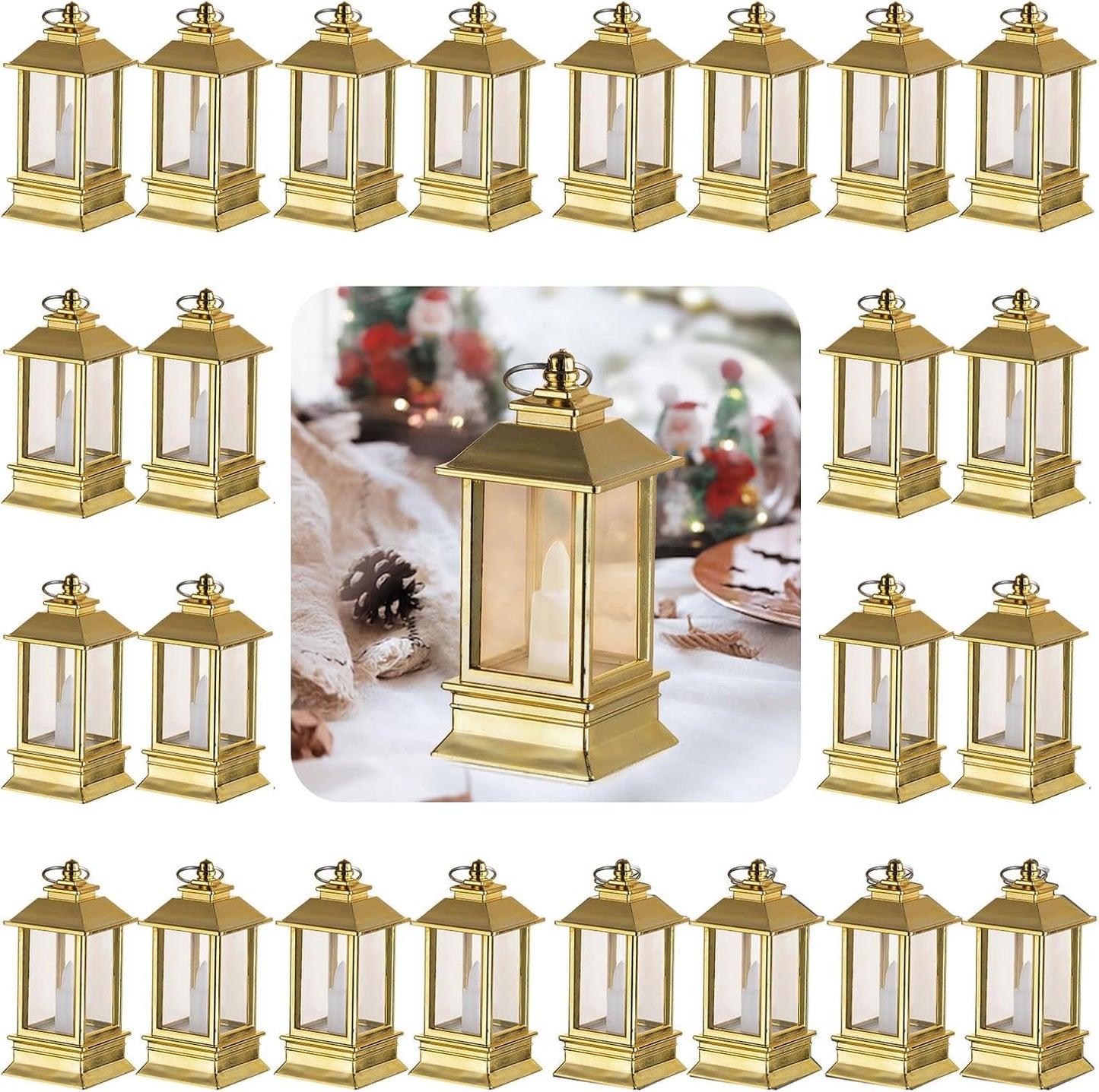 Black Lanterns Decorative Indoor: 24 Pcs Starlight Mini LED Lantern for Centerpiece Table Decorations Halloween Christmas Wedding Party Camping Decor