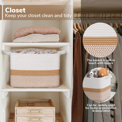 Goodpick Cube Storage Bins - Towel, Book, Cloth, Shoes, Closet Shelf Woven Baskets for Office, Baby Laundry, Toys, 13''x10''x9''