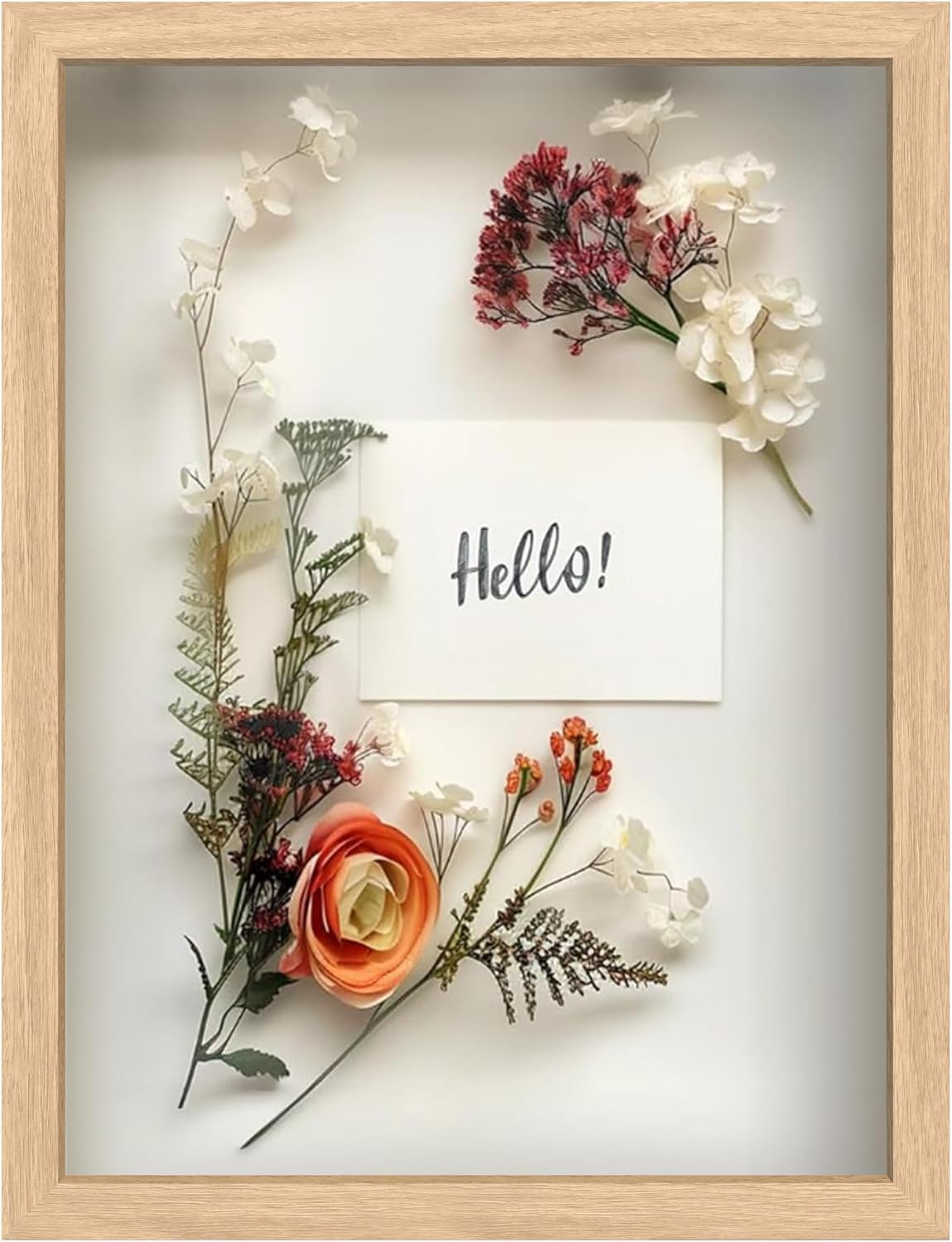 FrameWorks 11” x 14” Dark Oak Wooden Shadow Box Frame – Display Case with Soft Felt Back, Memory Box with Tempered Glass, Display Box with Elegant White Ball Push Pins, Wooden Flower Box