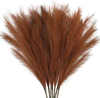 obbsie 50pcs Pink Faux Pampas Grass Decor, 21.6" Short Artificial Floral Branches Vase Filler Flower Arrangement for Home Wedding Boho Outdoor Decor